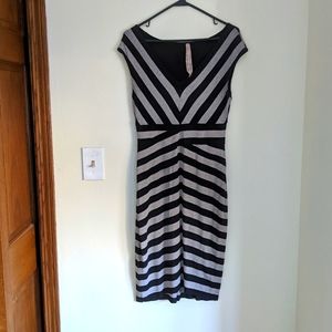Flattering gray/black striped dress
